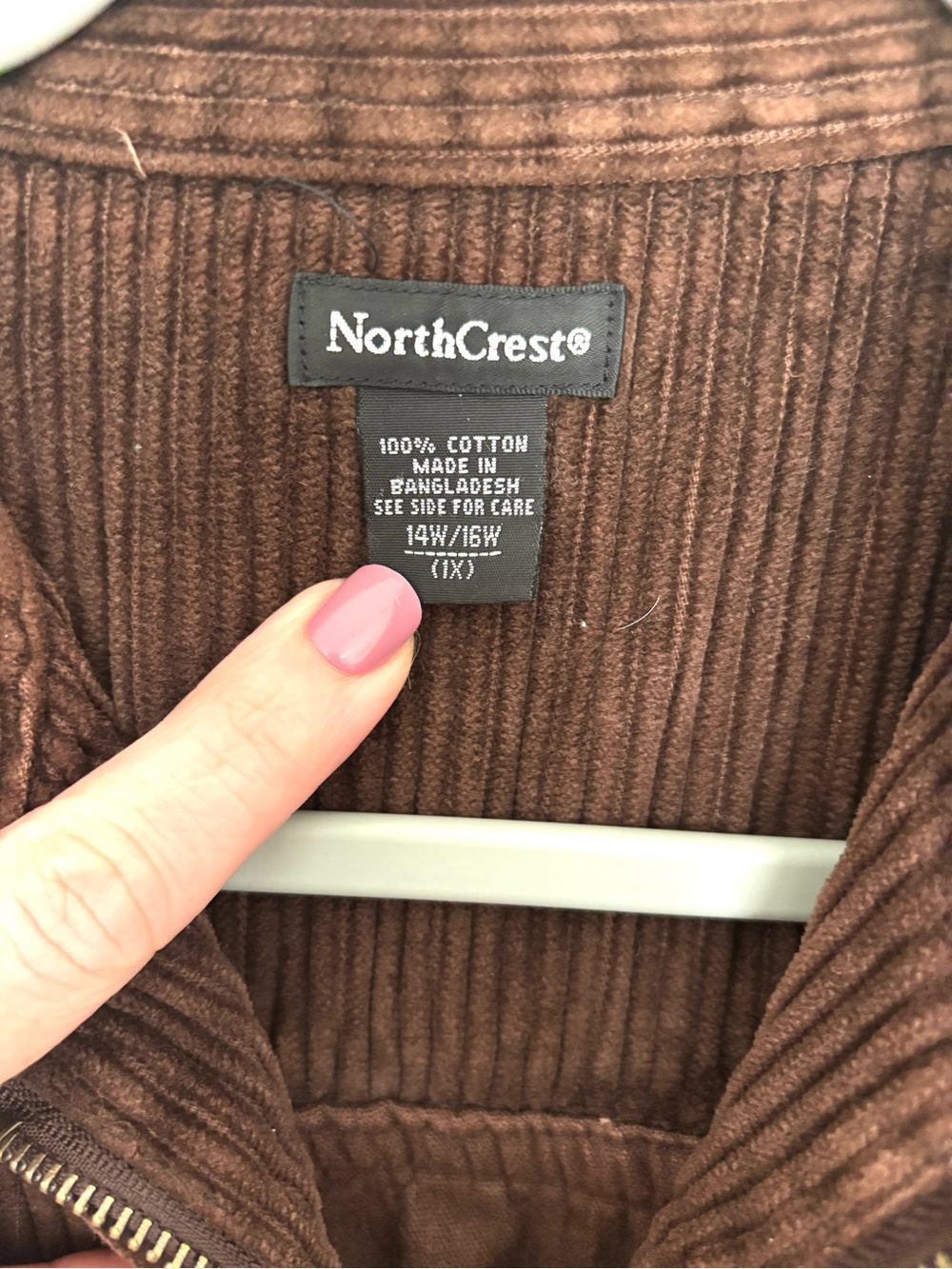 Vintage Northcrest Brown Corduroy Zip Jacket 1X (14W/16W) - Picture 2 of 7